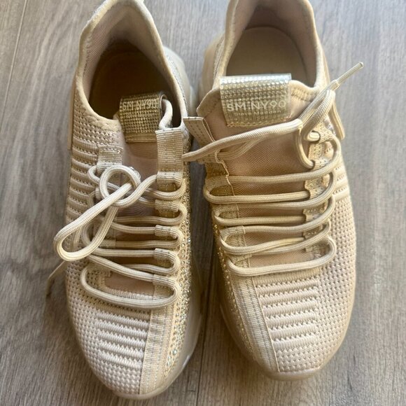 Steve Madden Shoes - Steve Madden NY90 Rhinestone Knit Sneakers | Beige Bling | Size 7.5
